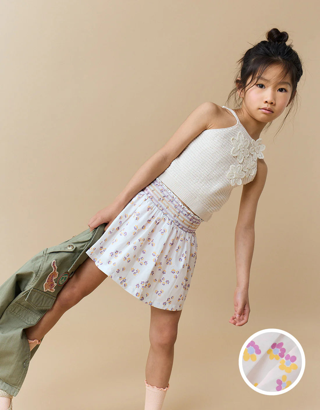 Girls Isabella Dobby Skirt, Off White