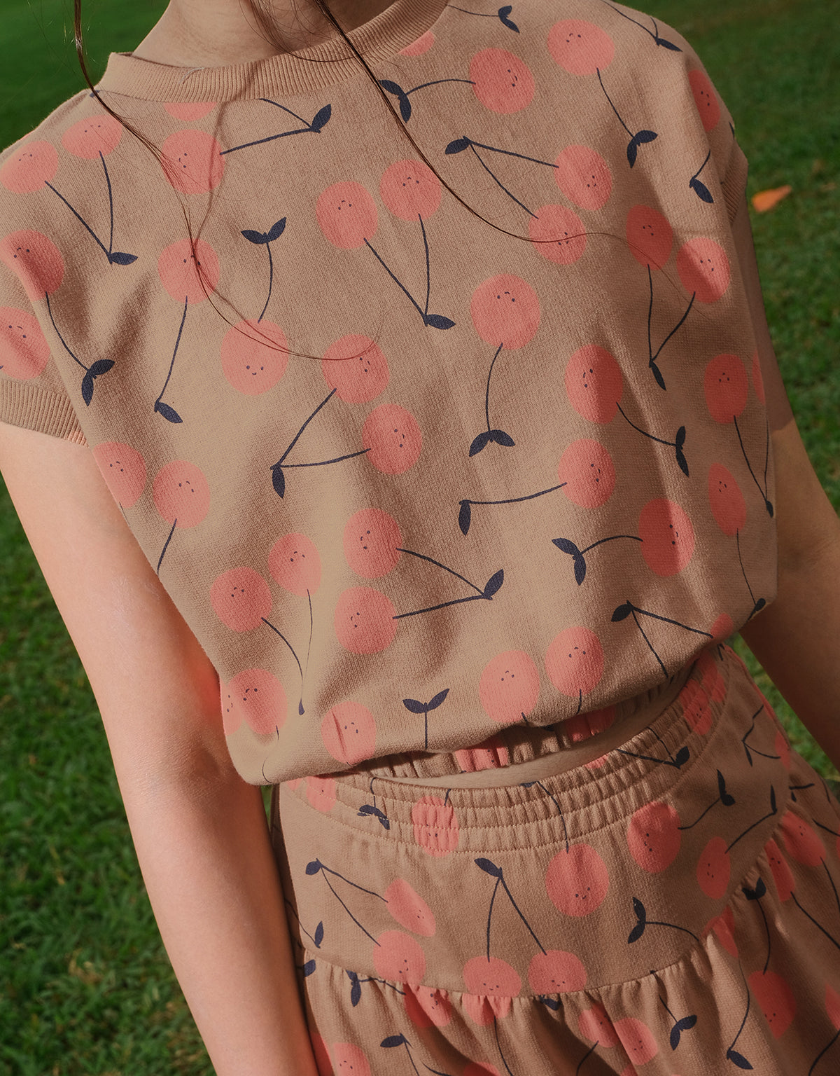 Harper Printed Terry Tee with Elastic Waist, Multicolor