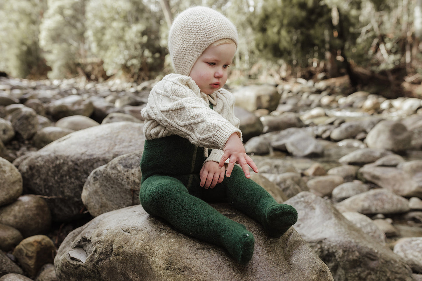 Silly Silas Teddy Warmy Footed Tights, Dark Forest