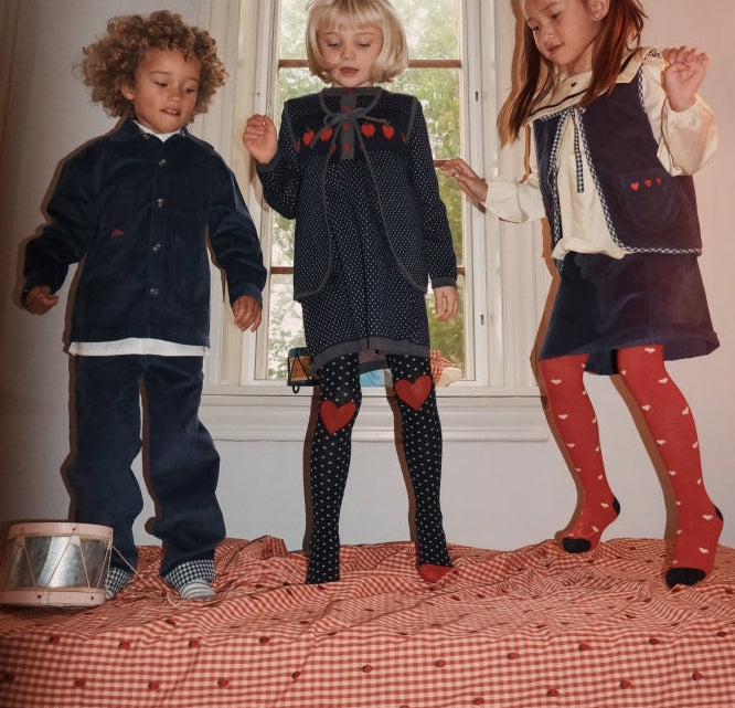 Vera Tights, Navy Dot Heart