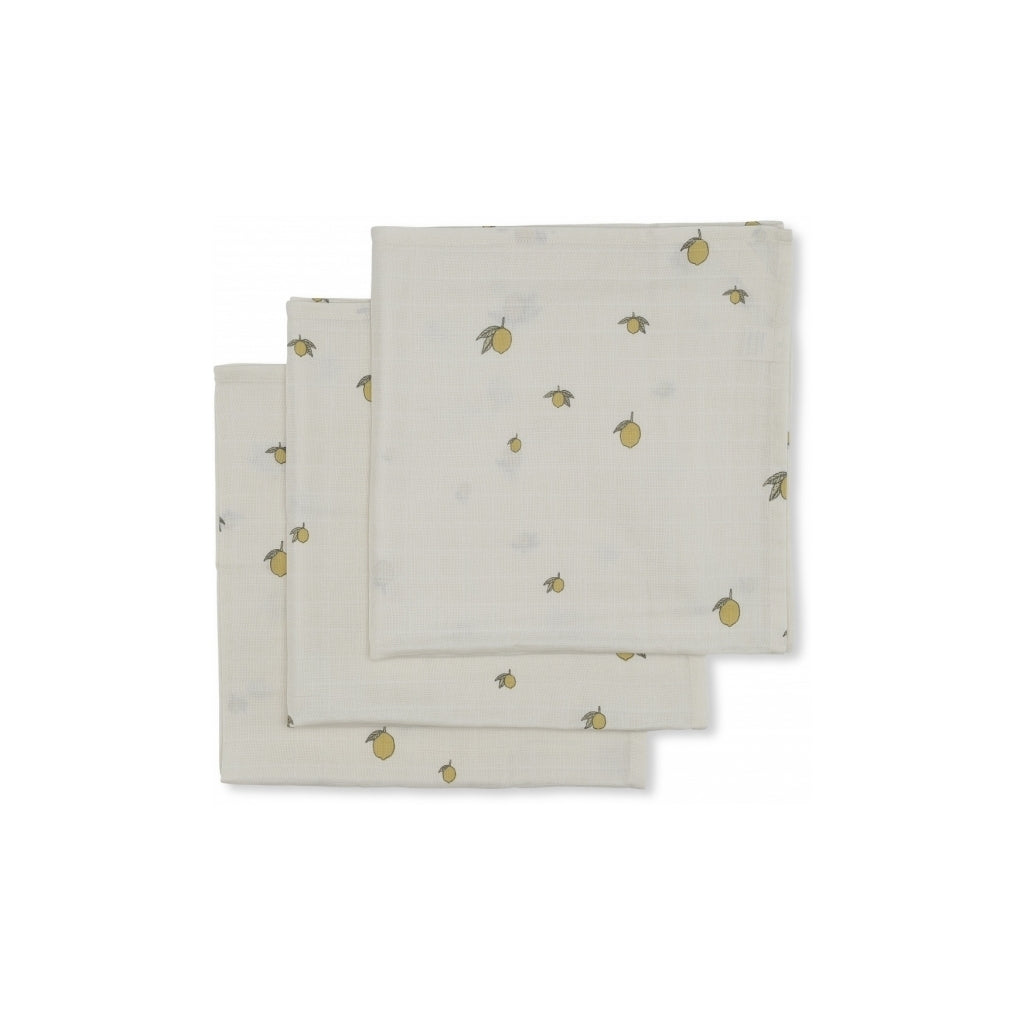 3 Pack Large Muslin Cloth, Lemon