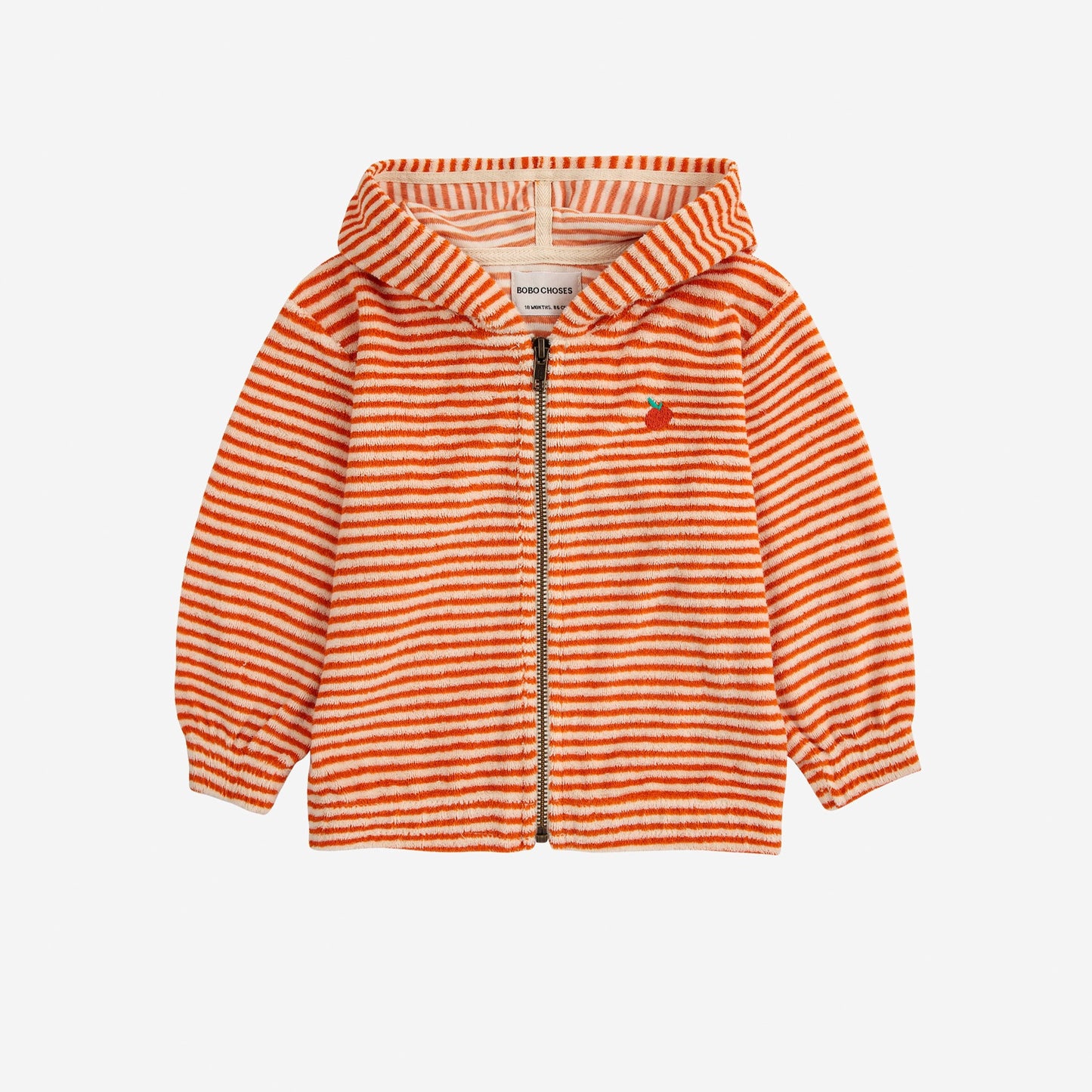Baby Orange Stripes Terry Zipped Hoodie