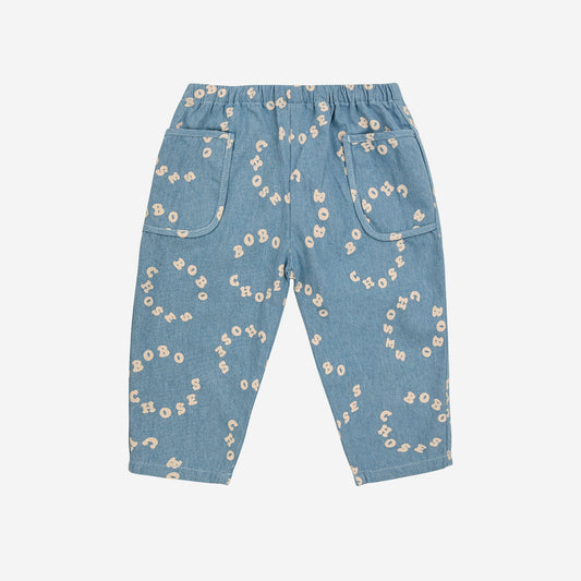 Baby Bobo Choses Circle Denim Pants, Light Blue