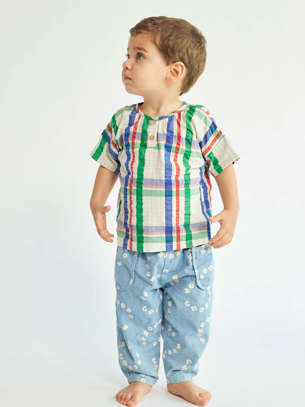 Baby Bobo Choses Circle Denim Pants, Light Blue