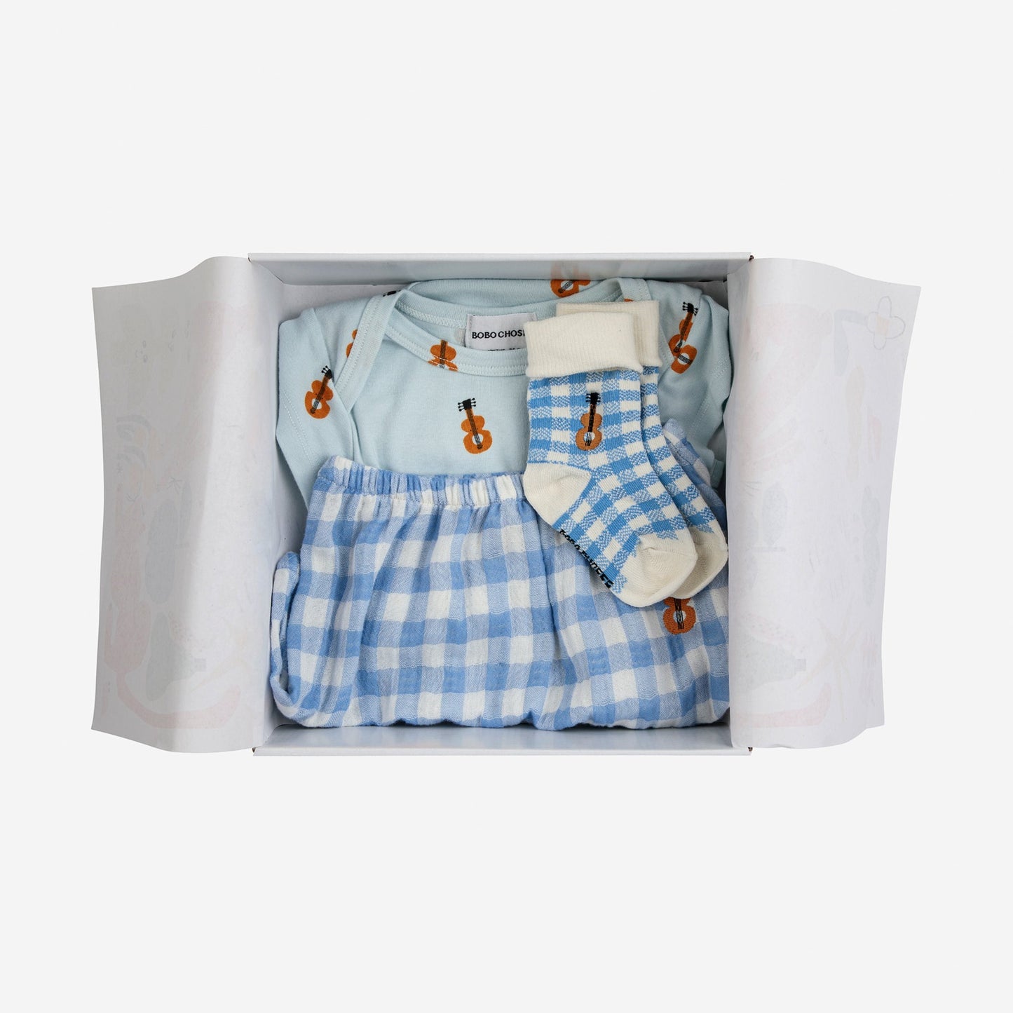 Baby Acoustic Guitar Body and Vichy Accessories Set