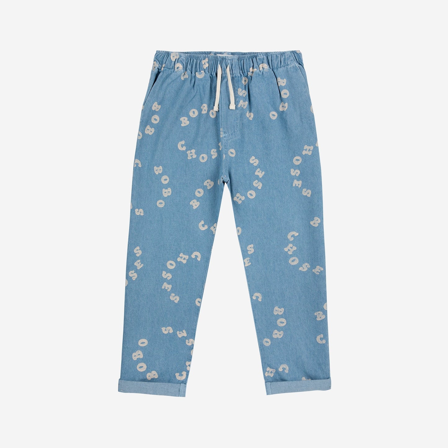 Bobo Choses Circle All Over Denim Pants, Light Blue
