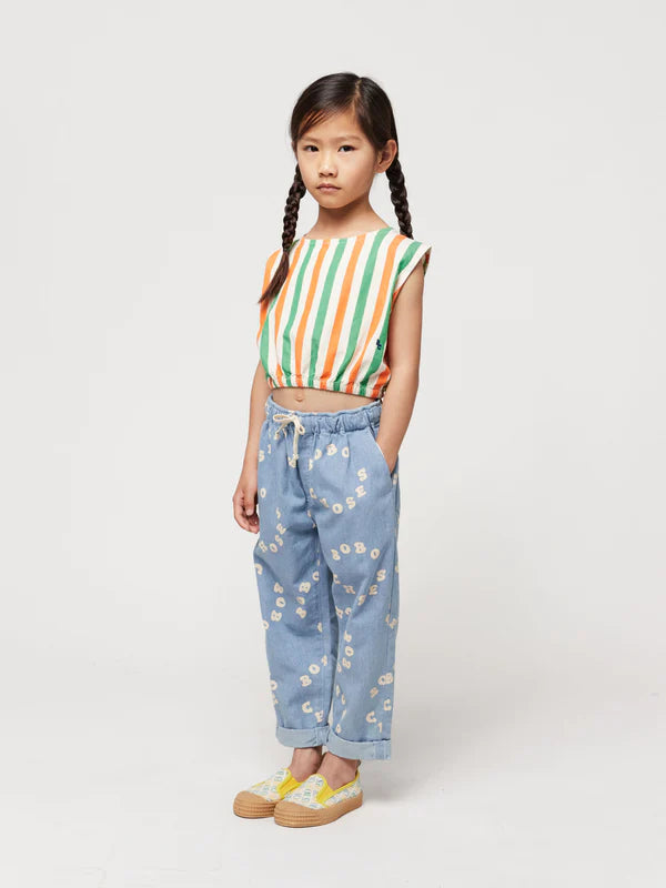 Bobo Choses Circle All Over Denim Pants, Light Blue