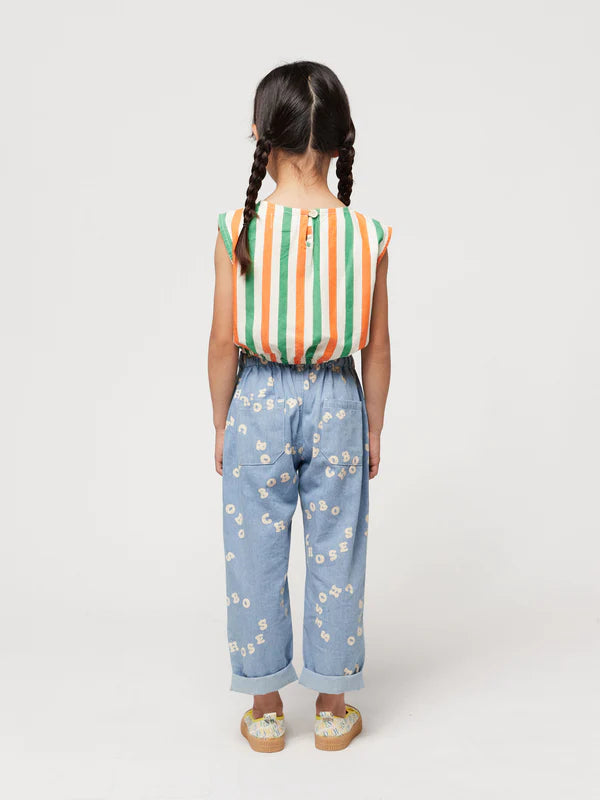 Bobo Choses Circle All Over Denim Pants, Light Blue