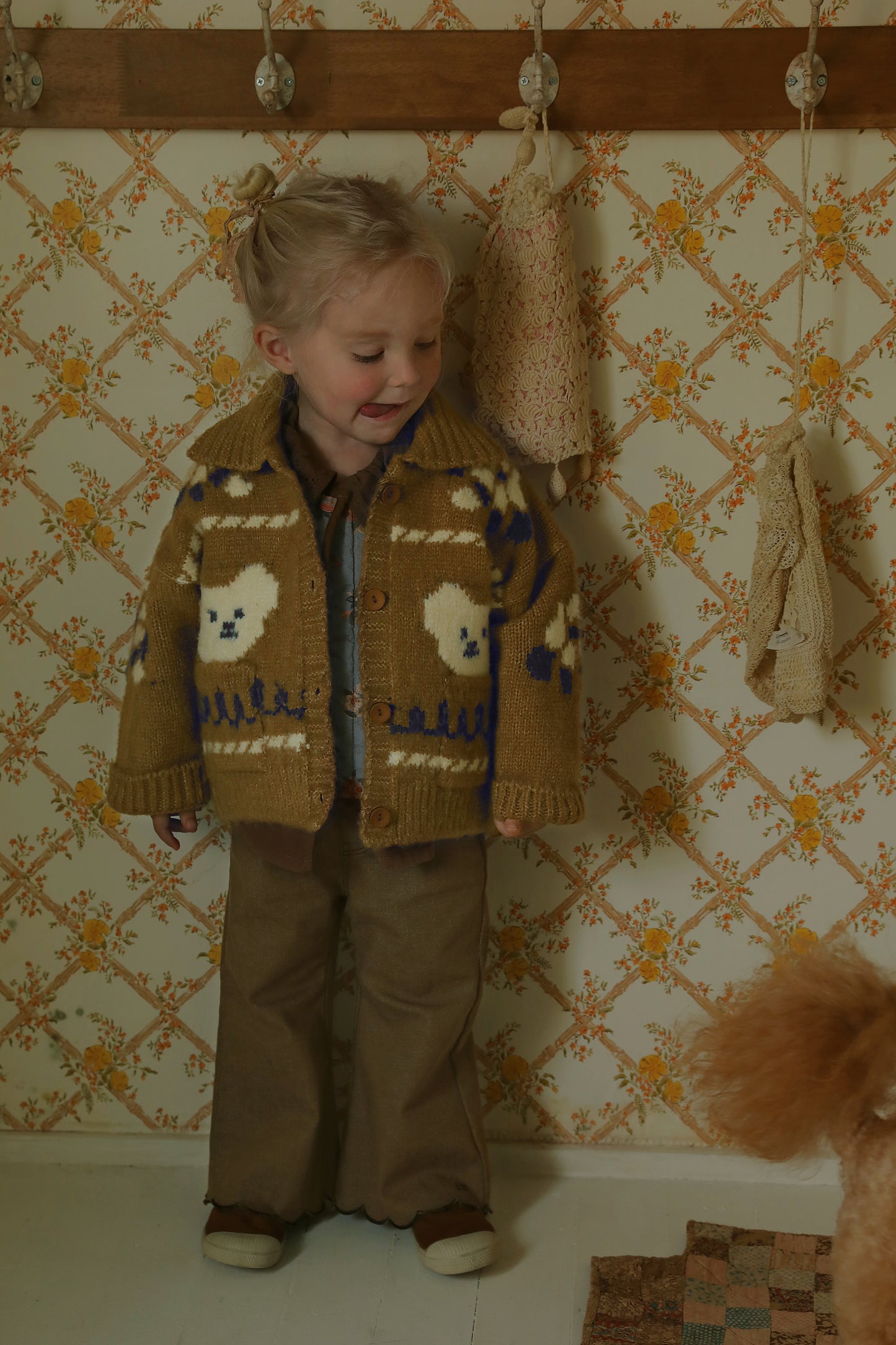 Bear Knit Cardigan, Beige