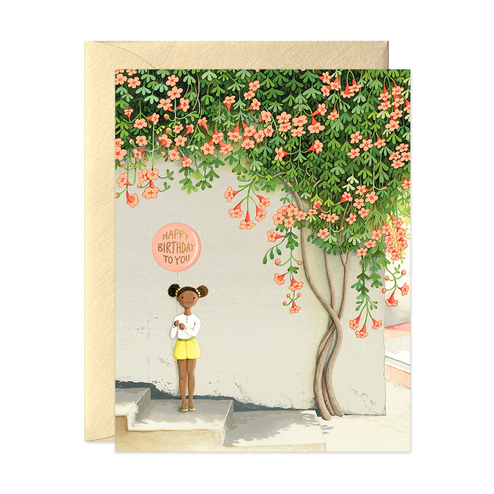 Girl Under Vine Birthday Greeting Card