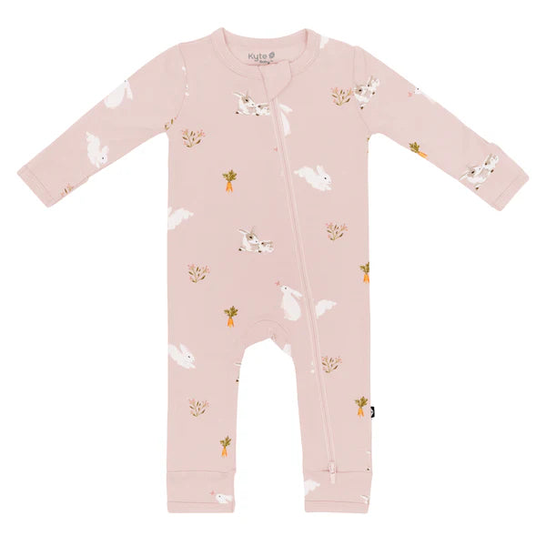 Zippered Romper, Blush Rabbit
