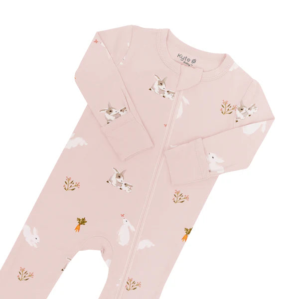 Zippered Romper, Blush Rabbit