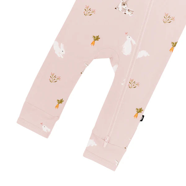 Zippered Romper, Blush Rabbit