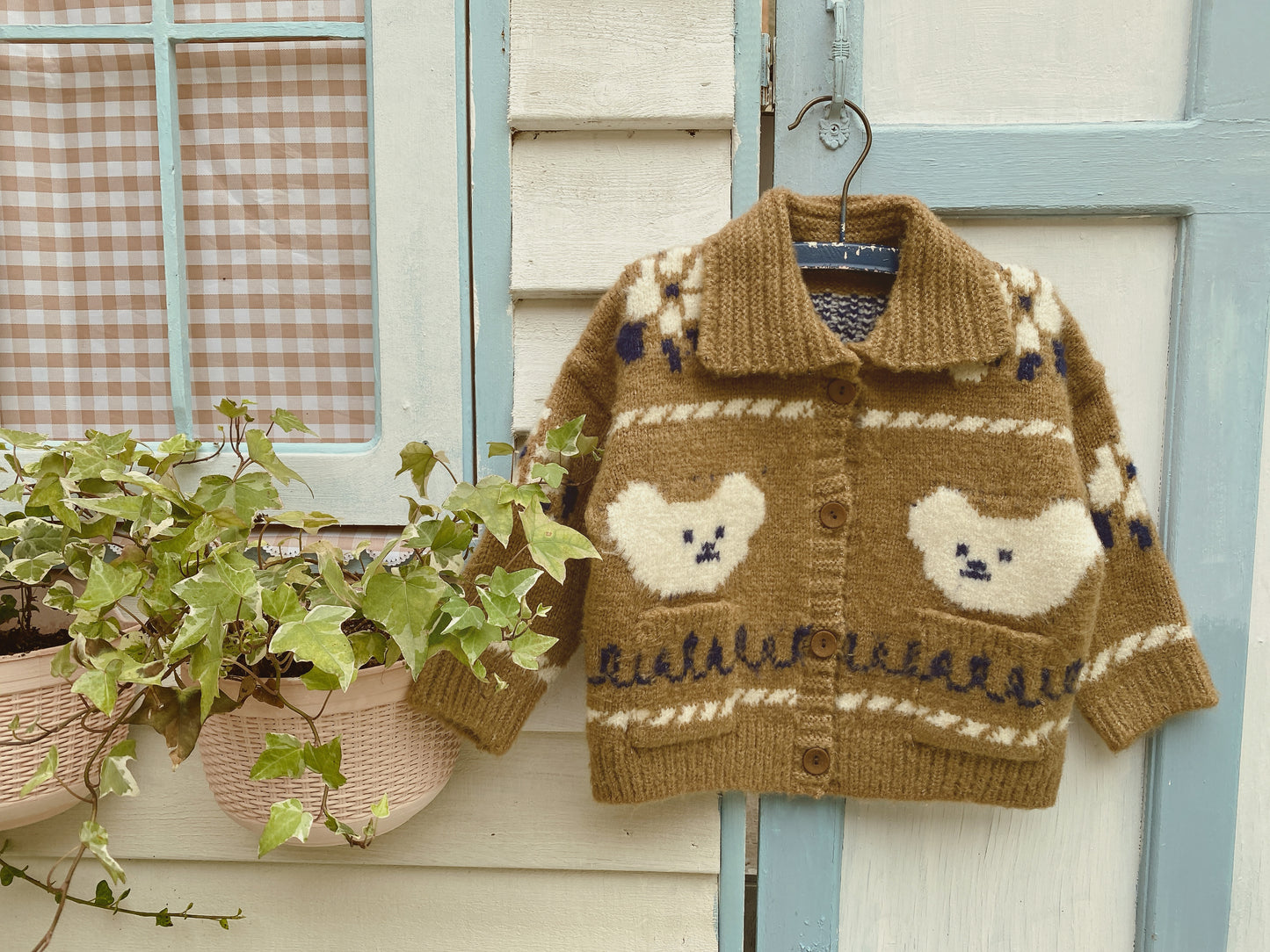 Bear Knit Cardigan, Beige