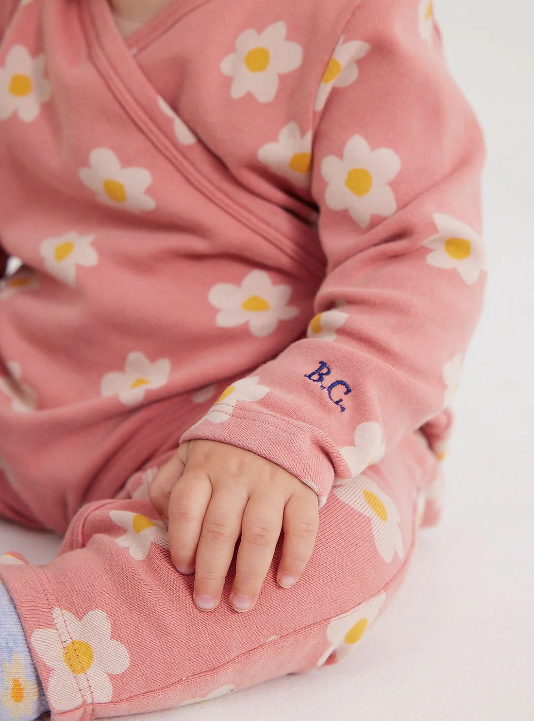 Baby Flower All Over Wrap Overall, Salmon Pink