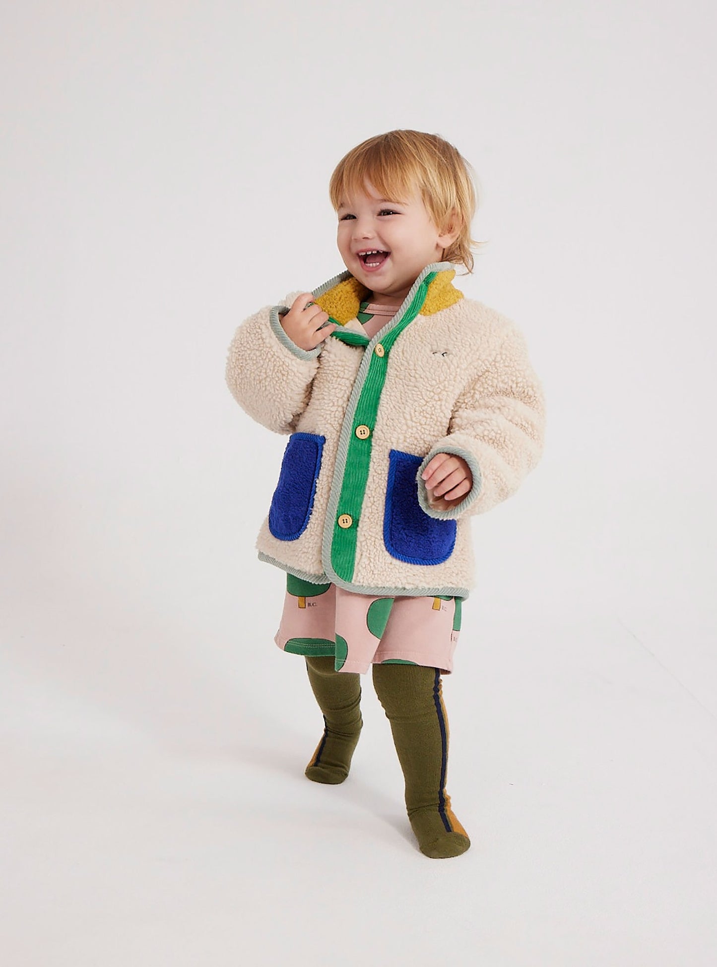 Baby Color Block Sheepskin Jacket