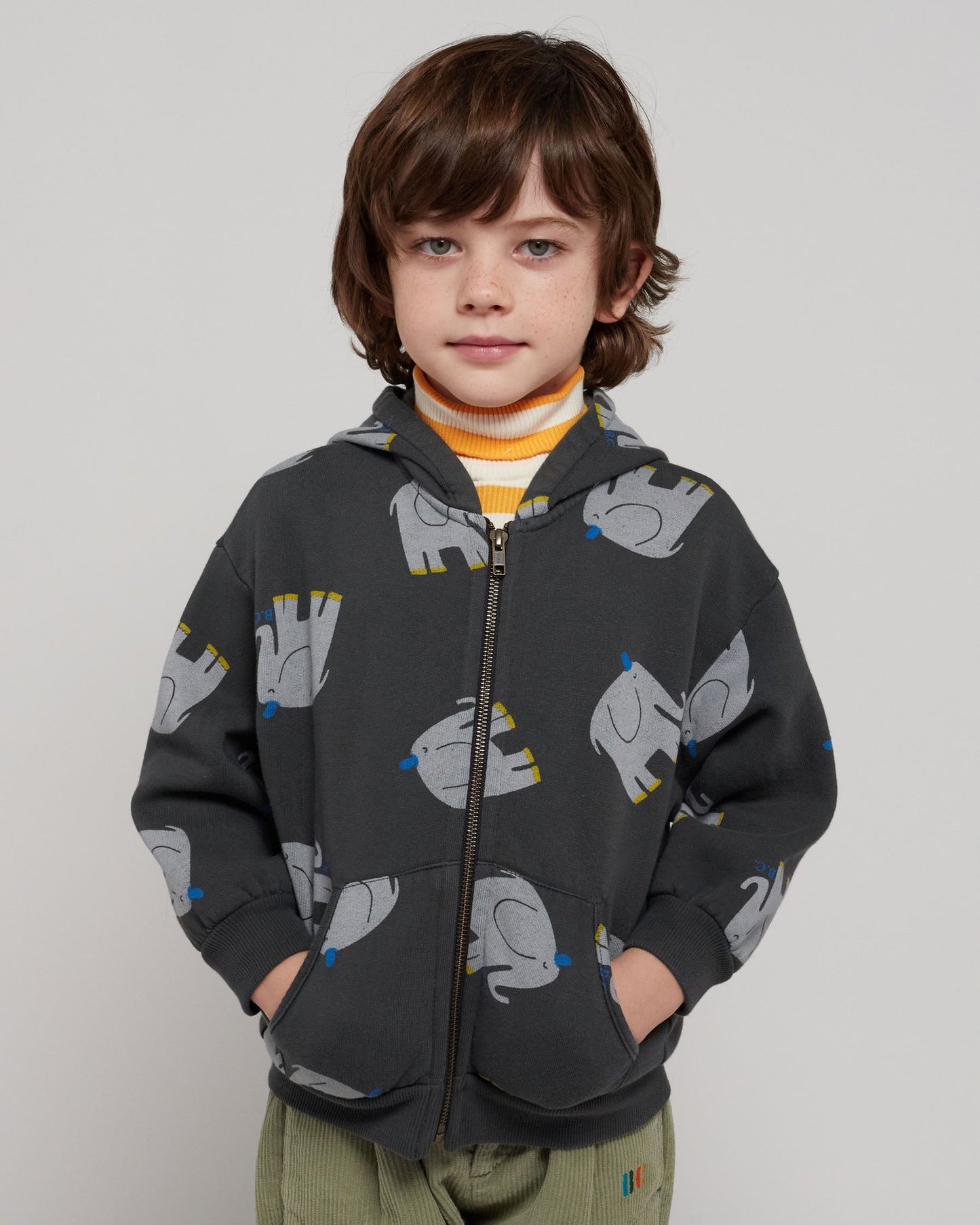 The Elephant All Over Zipped Hoodie