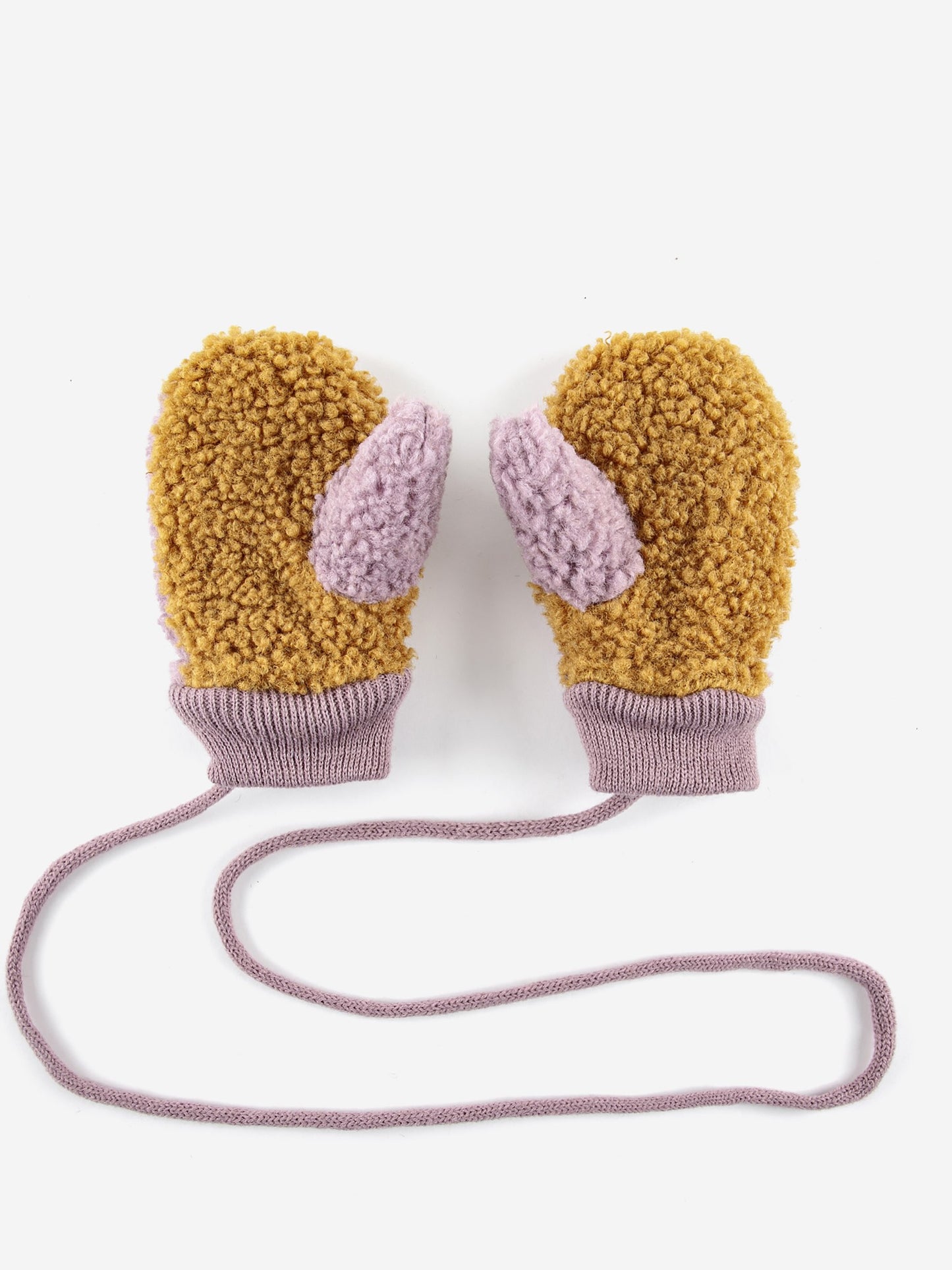 Baby Color Block Sheepskin Gloves