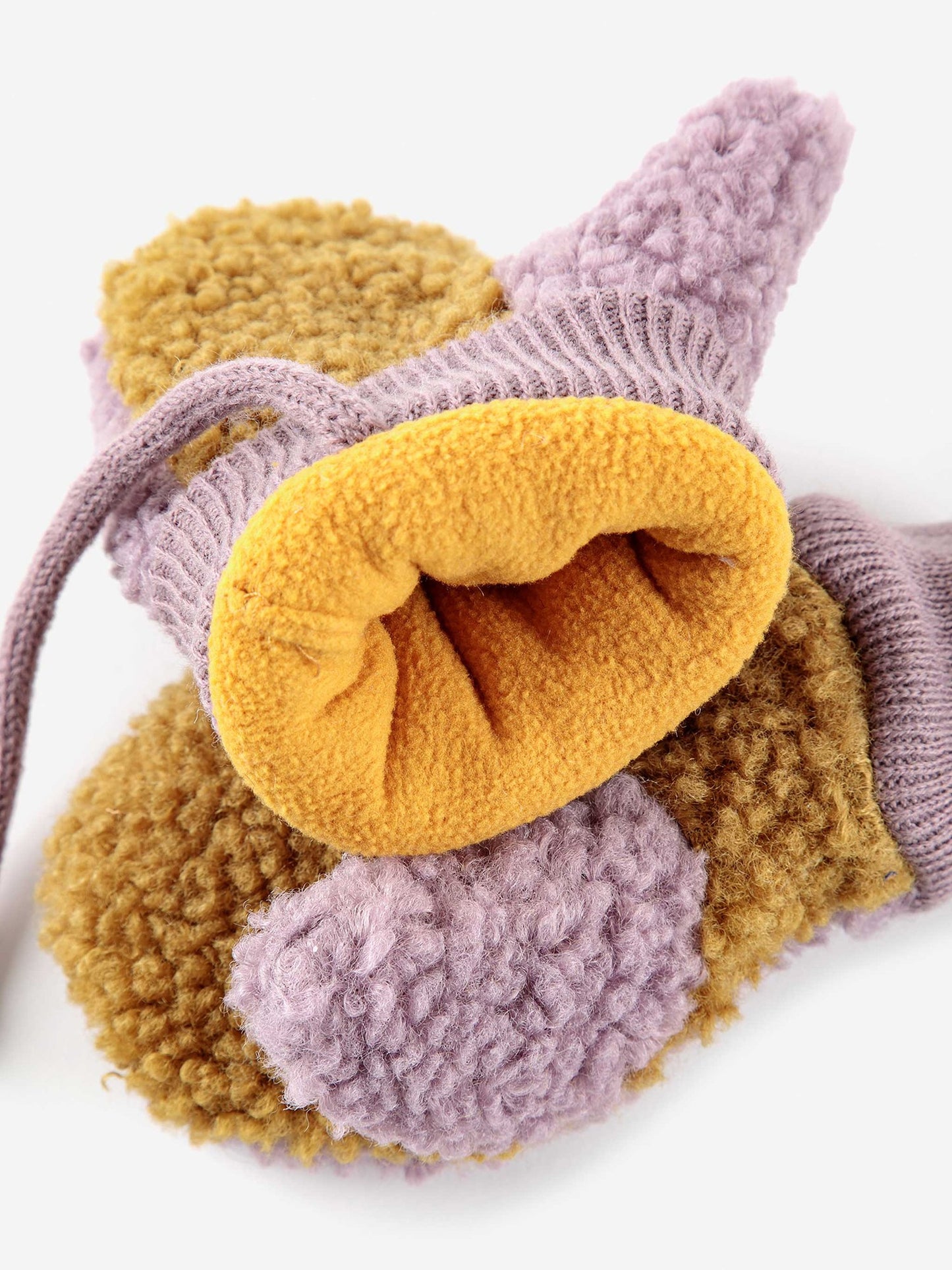 Baby Color Block Sheepskin Gloves