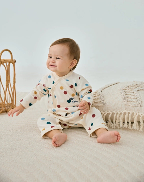 Baby Organic Kimono Sleeper, Merry Dots