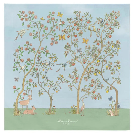 Atelier Choux Paris Organic Cotton Carrés, In Bloom Blue