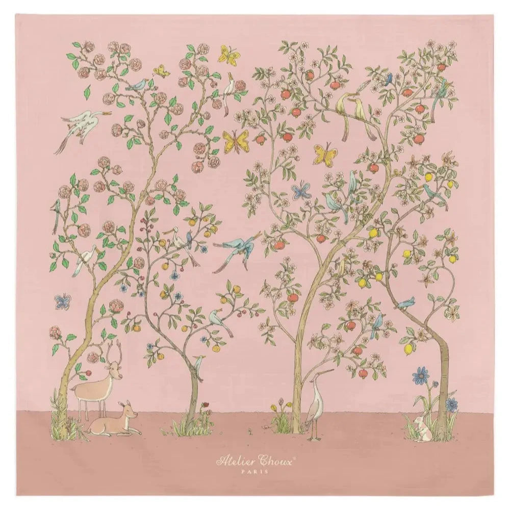Atelier Choux Paris Organic Cotton Carrés & Bib Gift Set, In Bloom Pink