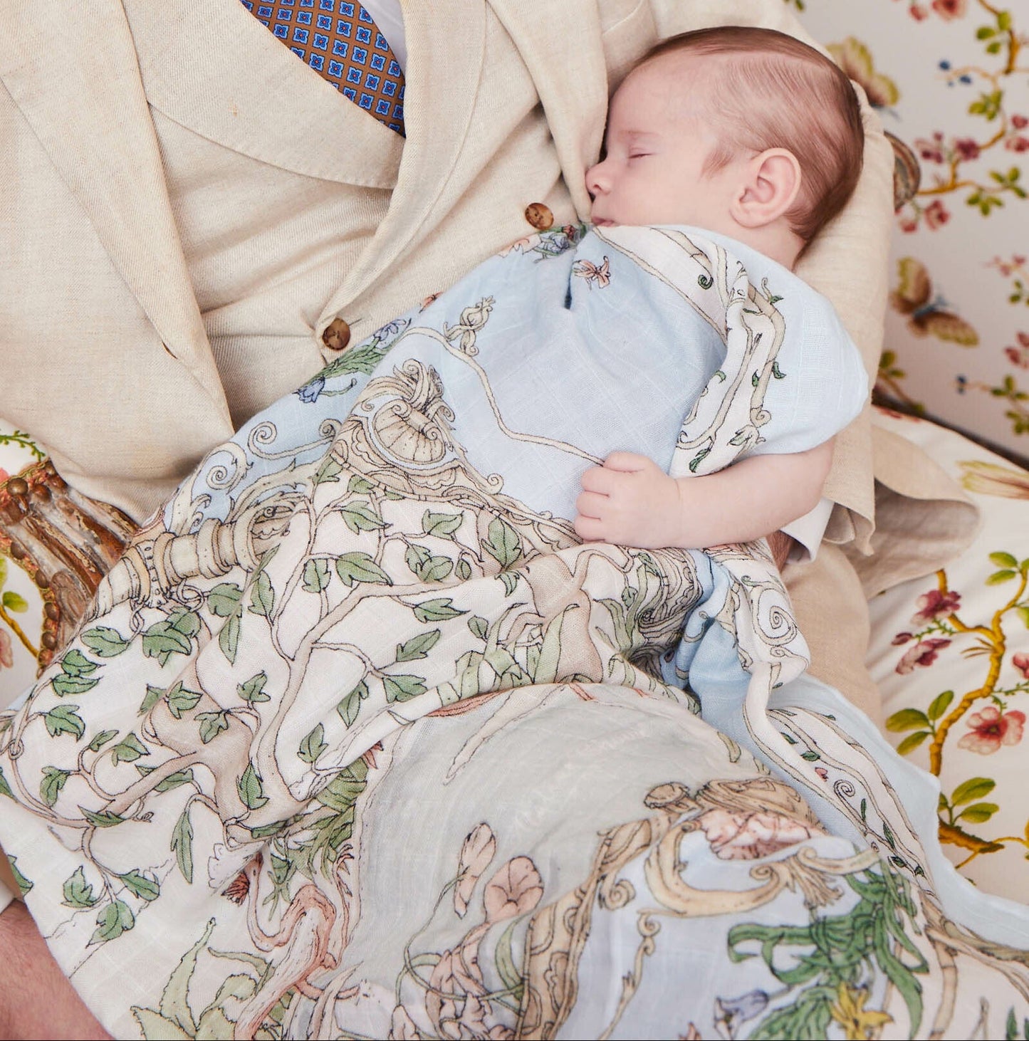 Atelier Choux Paris Organic Cotton Carrés, Tapestry Brilliant Blue