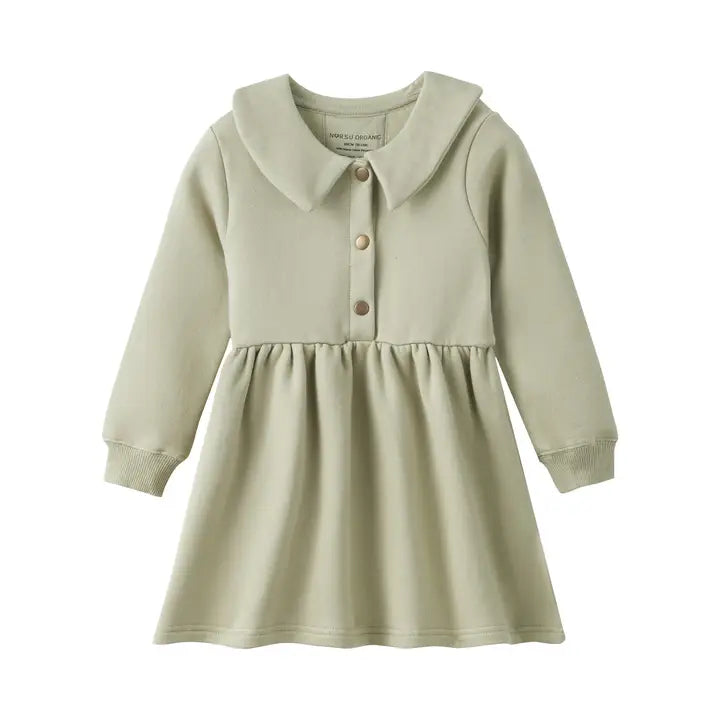 Fleece Organic Cotton Polo Dress, Holiday Joy