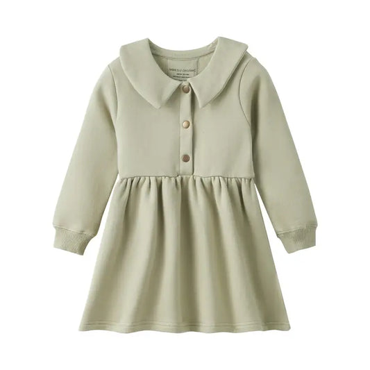 Fleece Organic Cotton Polo Dress, Holiday Joy