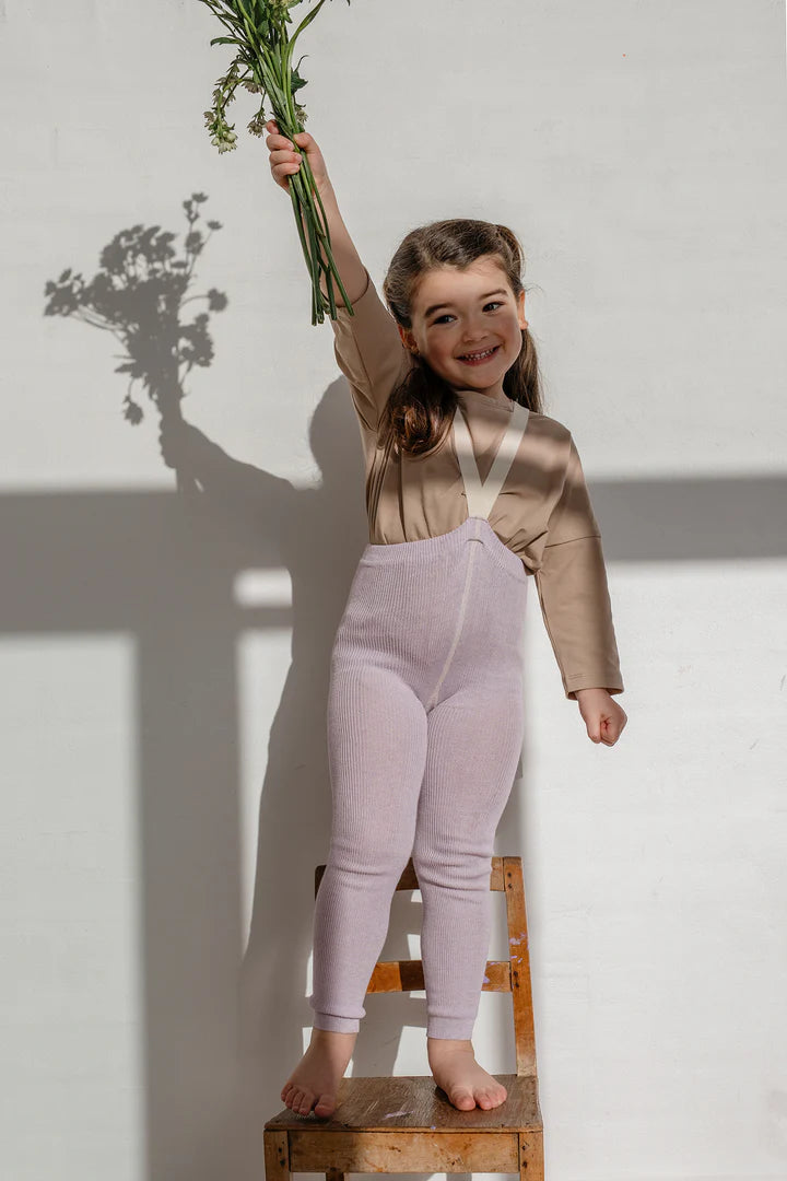 Silly Silas Ribbed Footless Tights, Creamy Lavender