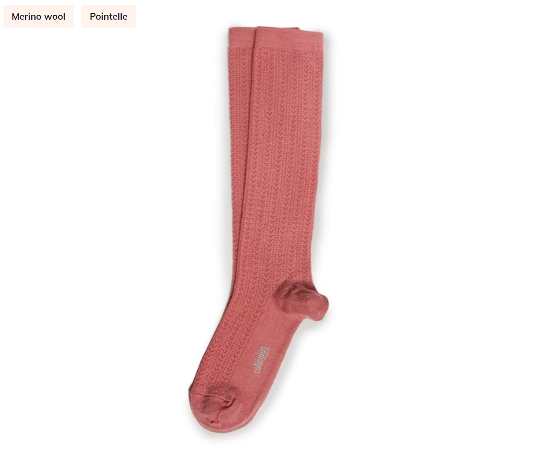 Collegien Adèle Merino Wool Knee Socks, Rose Litchi