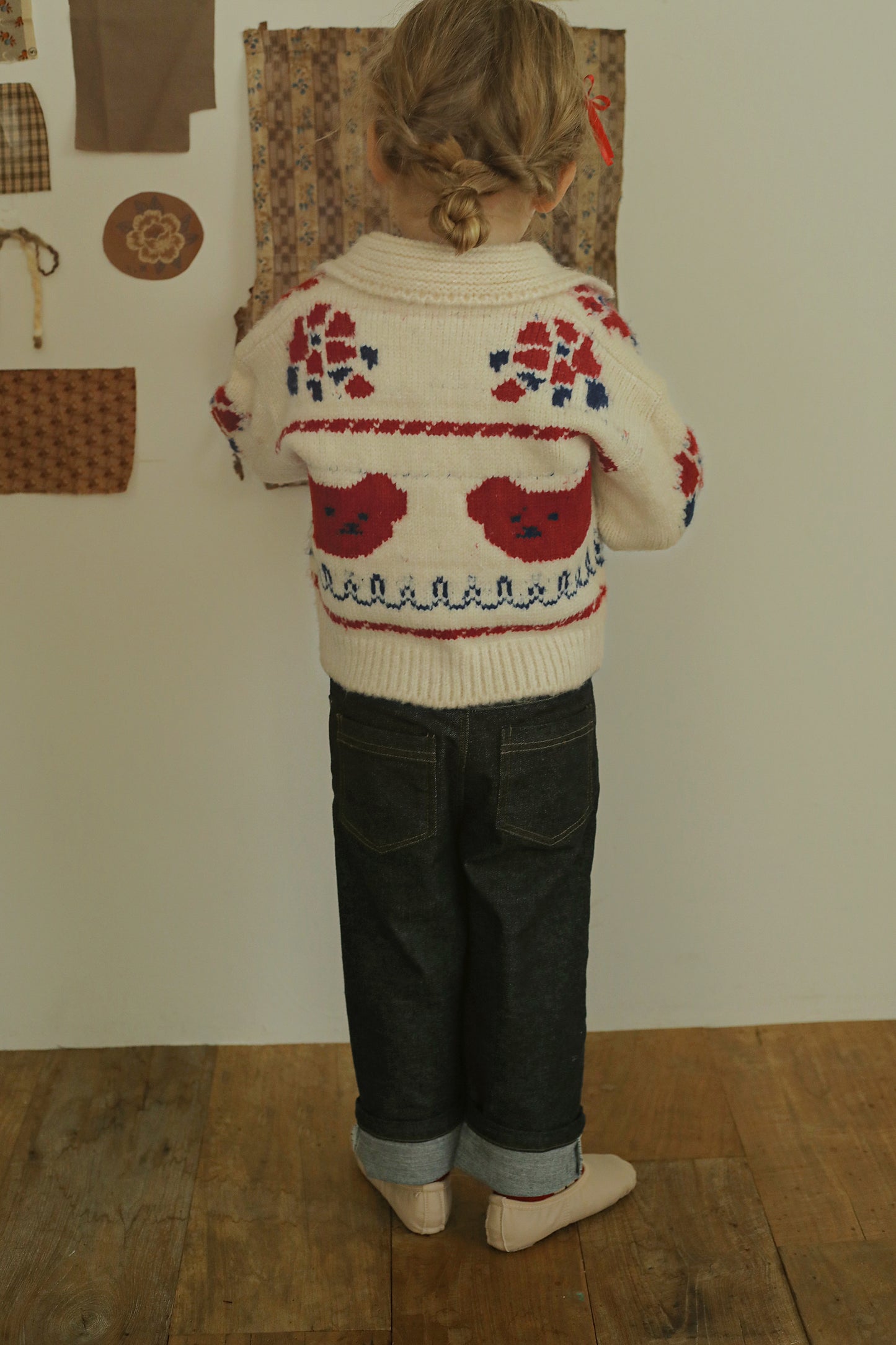 Bear Knit Cardigan, Red
