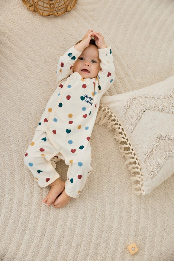 Baby Organic Kimono Sleeper, Merry Dots