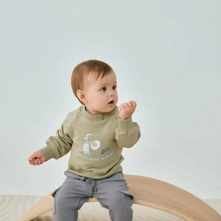 Organic Toddler Cargo Fleece Sweatpants, Grey