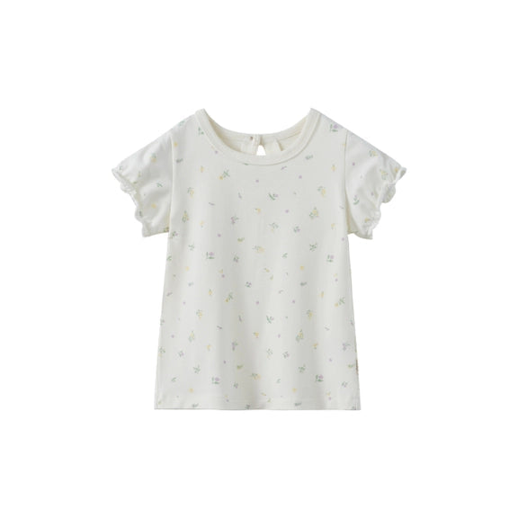 Girl Organic Bamboo Ruffle T-Shirt, Floral