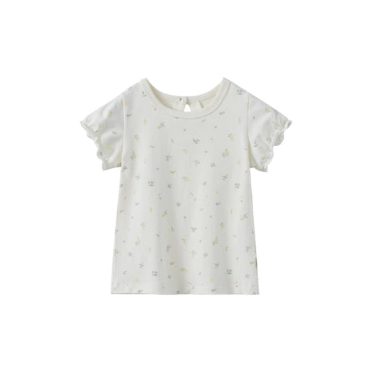 Girl Organic Bamboo Ruffle T-Shirt, Floral