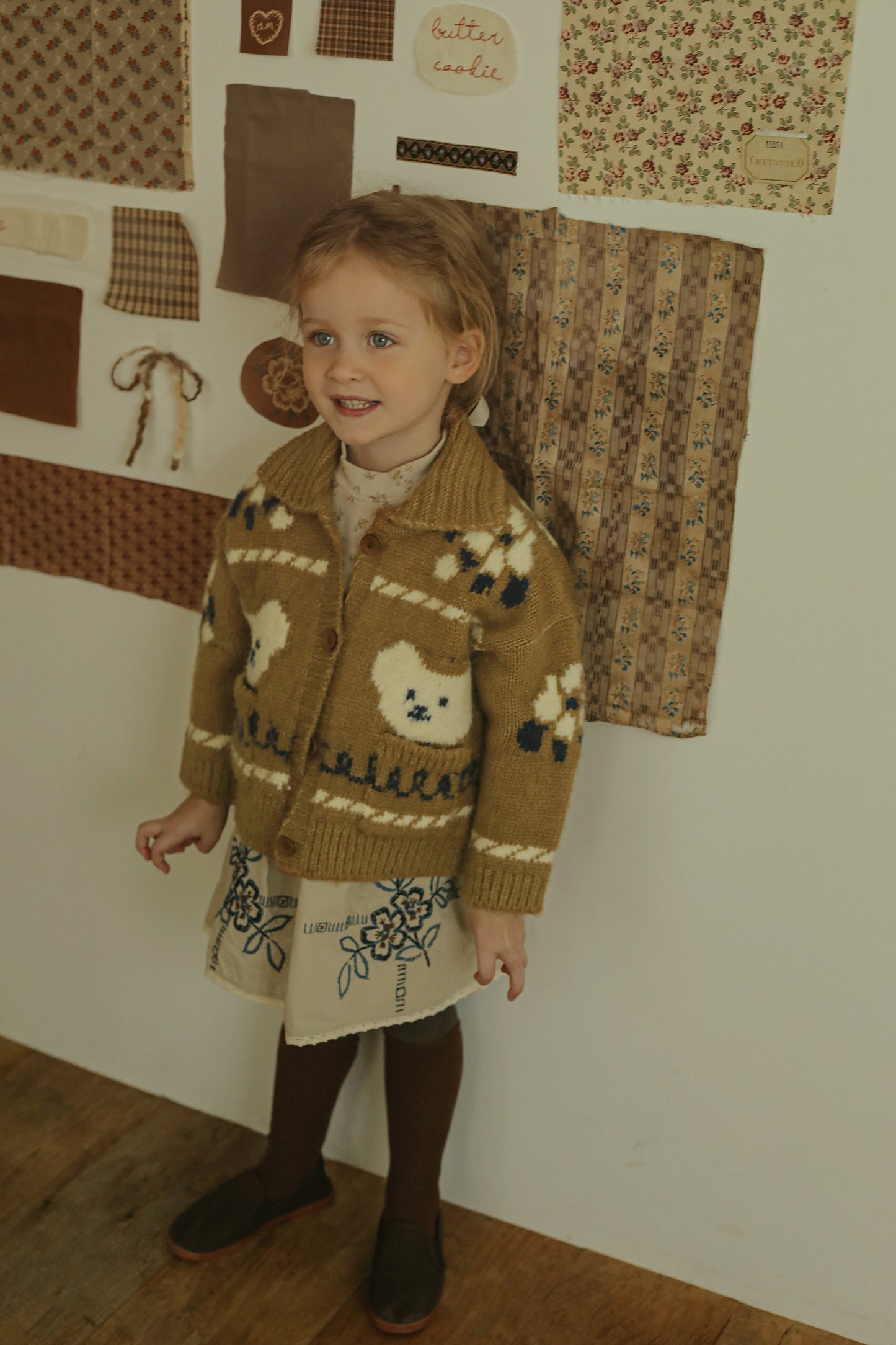 Bear Knit Cardigan, Beige