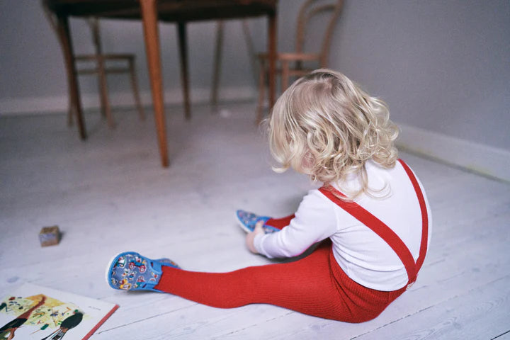 Silly Silas Ribbed Footed Tights, Love Red