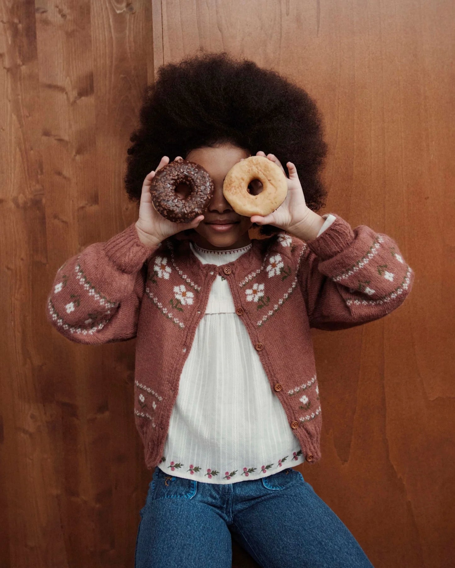 Rosewood Daisy Jacquard Cardigan, Violine