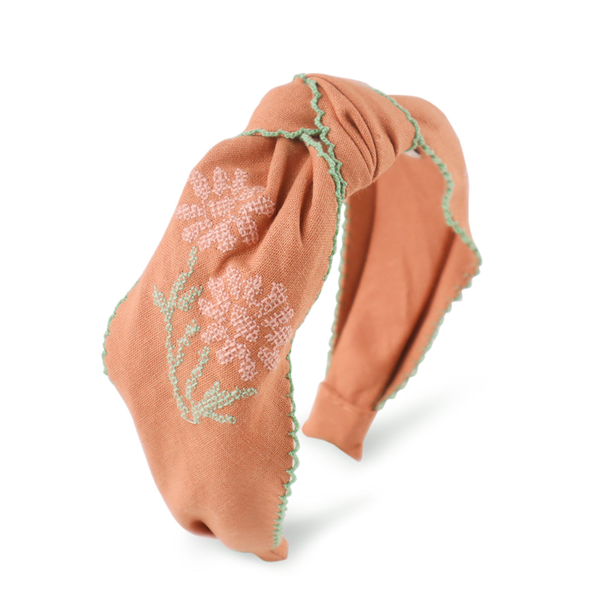 Abby Headband with Embroidery, Tan