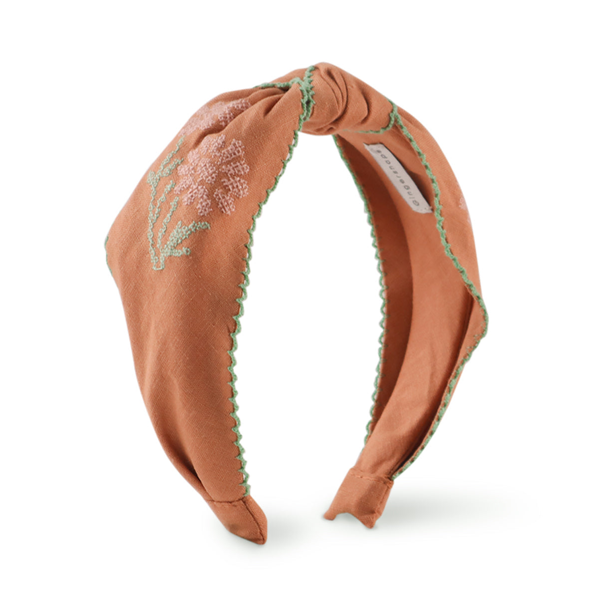 Abby Headband with Embroidery, Tan