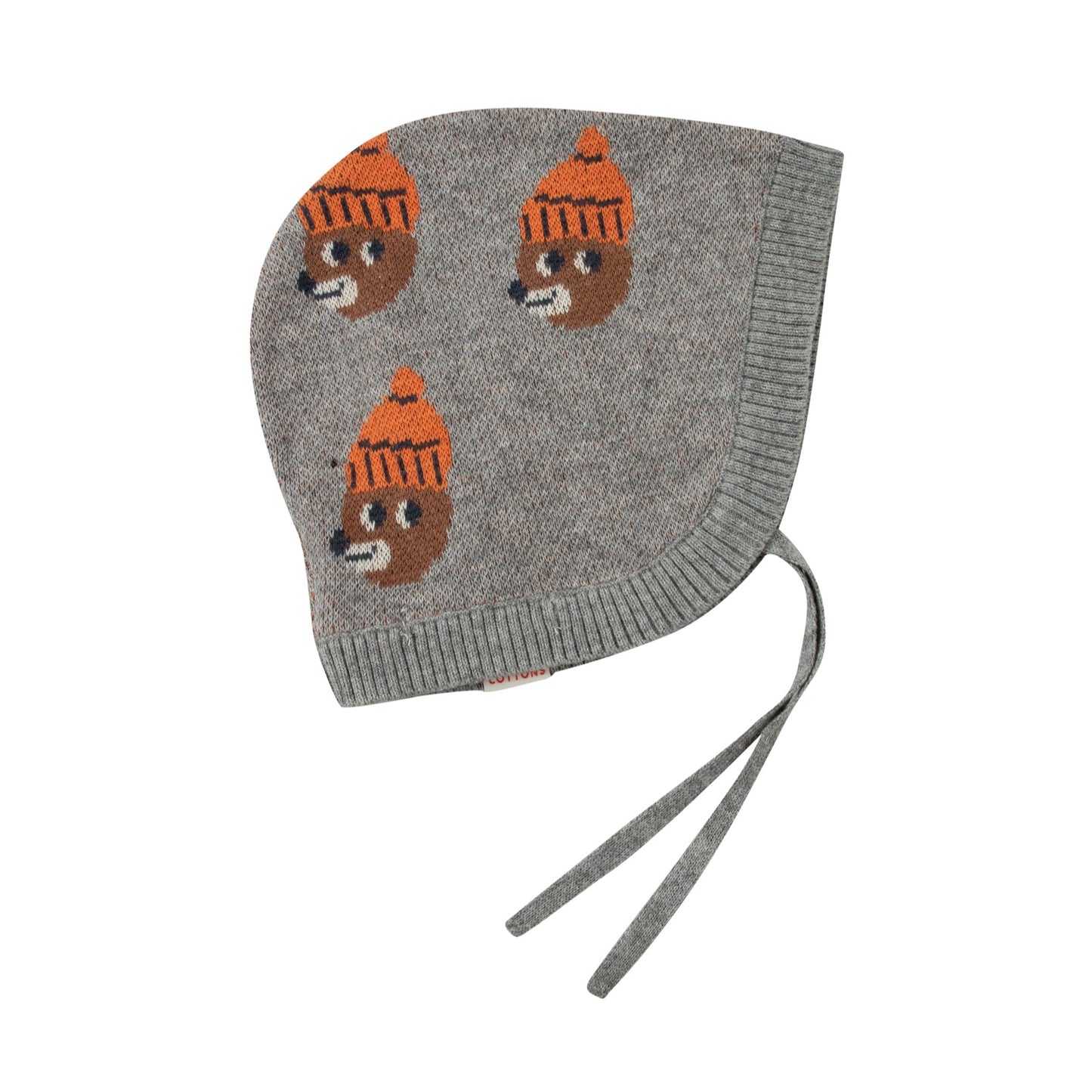 Bears Baby Bonnet, Medium Grey Melange