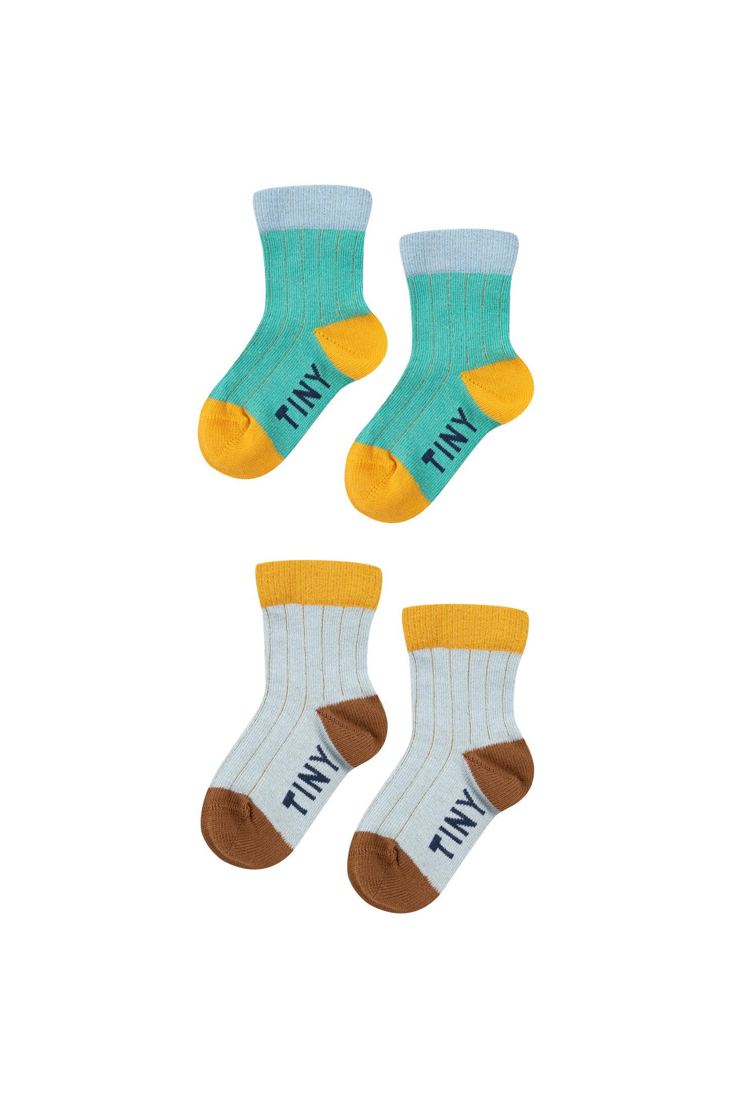 Lurex Medium Pack Socks, Emerald/Sky Grey