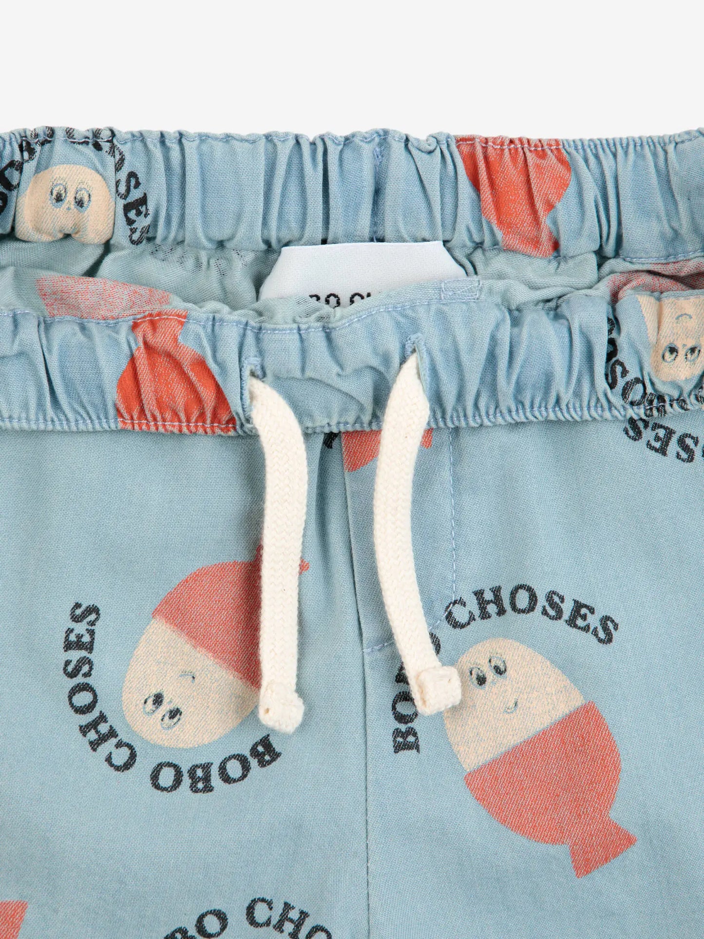 Morning Egg All Over Denim Shorts, Light Blue