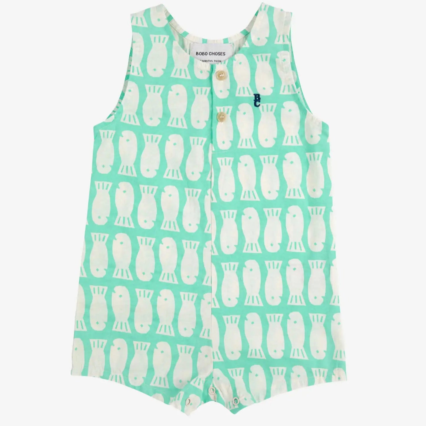 Lucky Fish All Over Woven Playsuit, Light Green