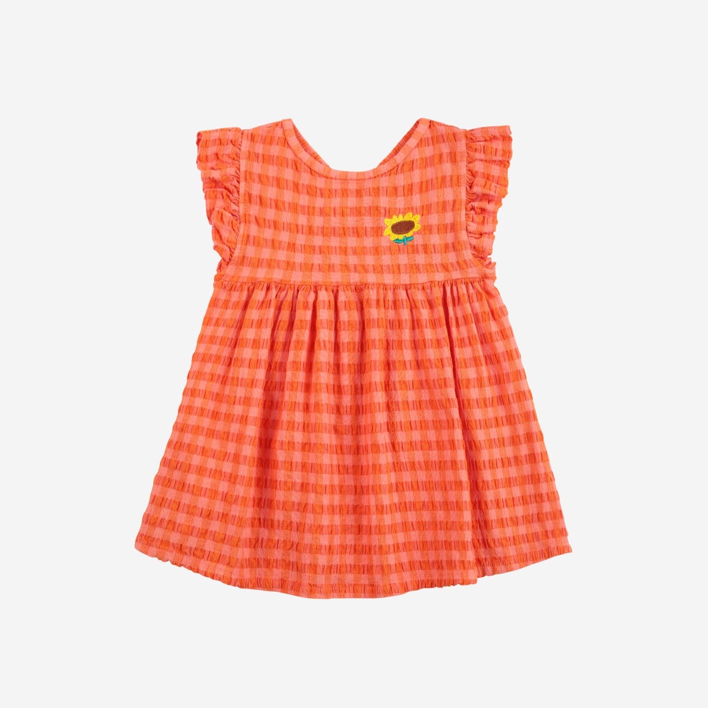 Vichy Woven Dress, Coral Pink