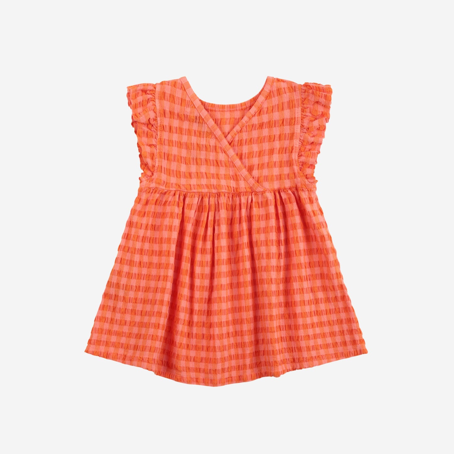 Vichy Woven Dress, Coral Pink