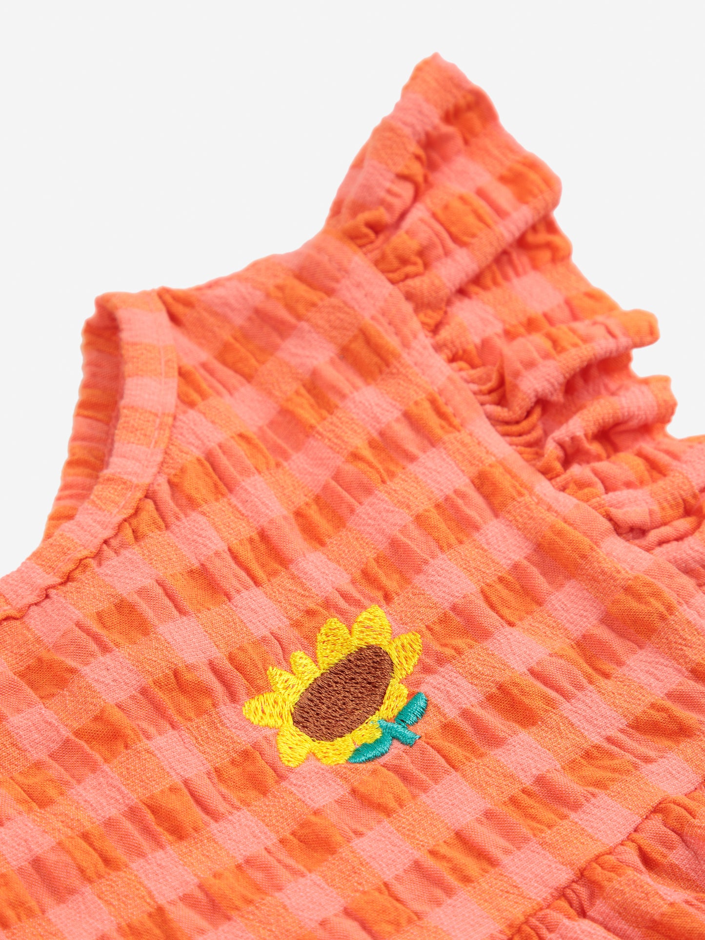 Vichy Woven Dress, Coral Pink