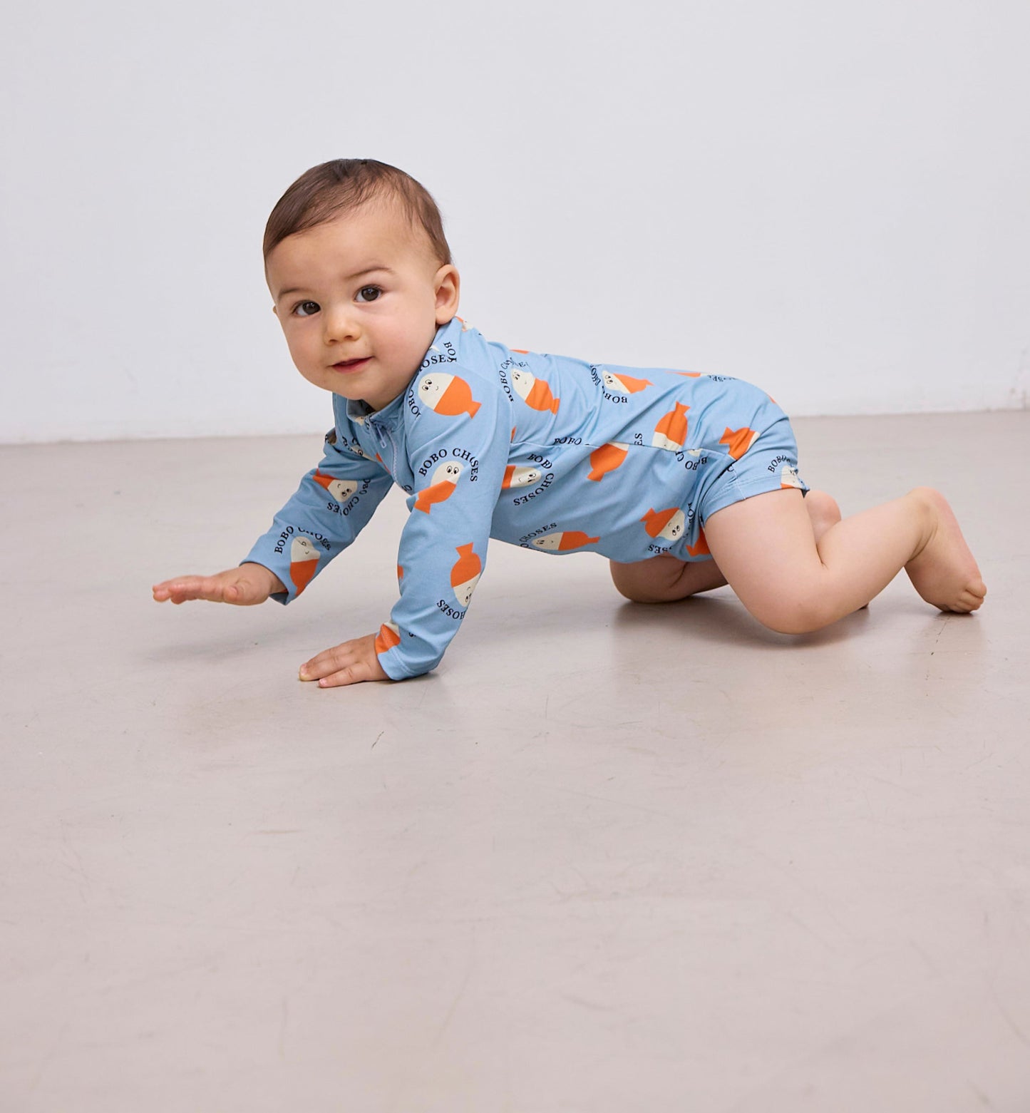 Morning Egg All Over Swim Overall, Light Blue