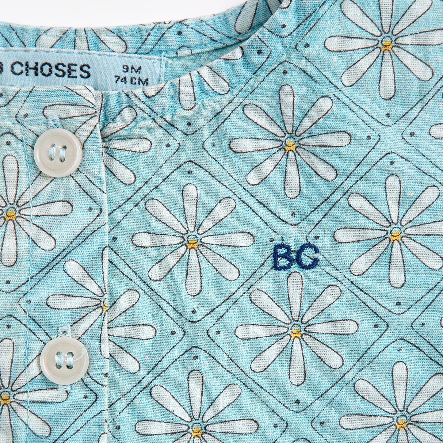 Baby Daisy Mosaic All Over Woven Dress, Light Blue